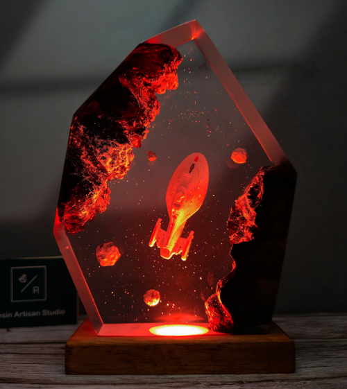 Space craft resin lamp